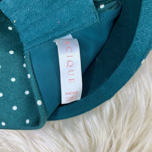 Cacique hunter green polka dot lightly lined full coverage sz 44DDD - Picture 2 of 4
